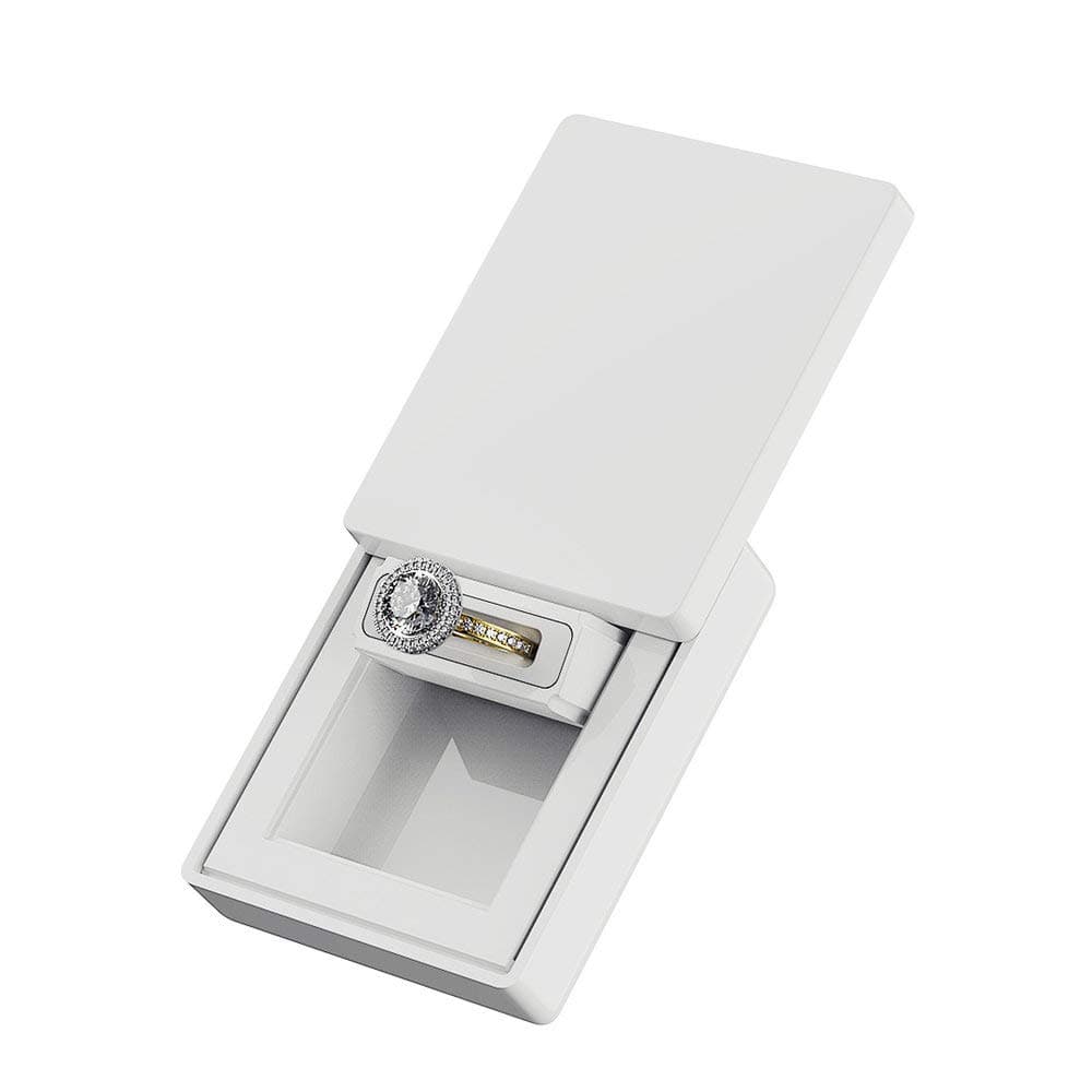 MONOLIXMONOLIX Slim Engagement Ring Box, Thin Unique Sliding Lid, Elegant Discreet Secret Surprise Marriage Wedding Proposal Case (White, MAXI)