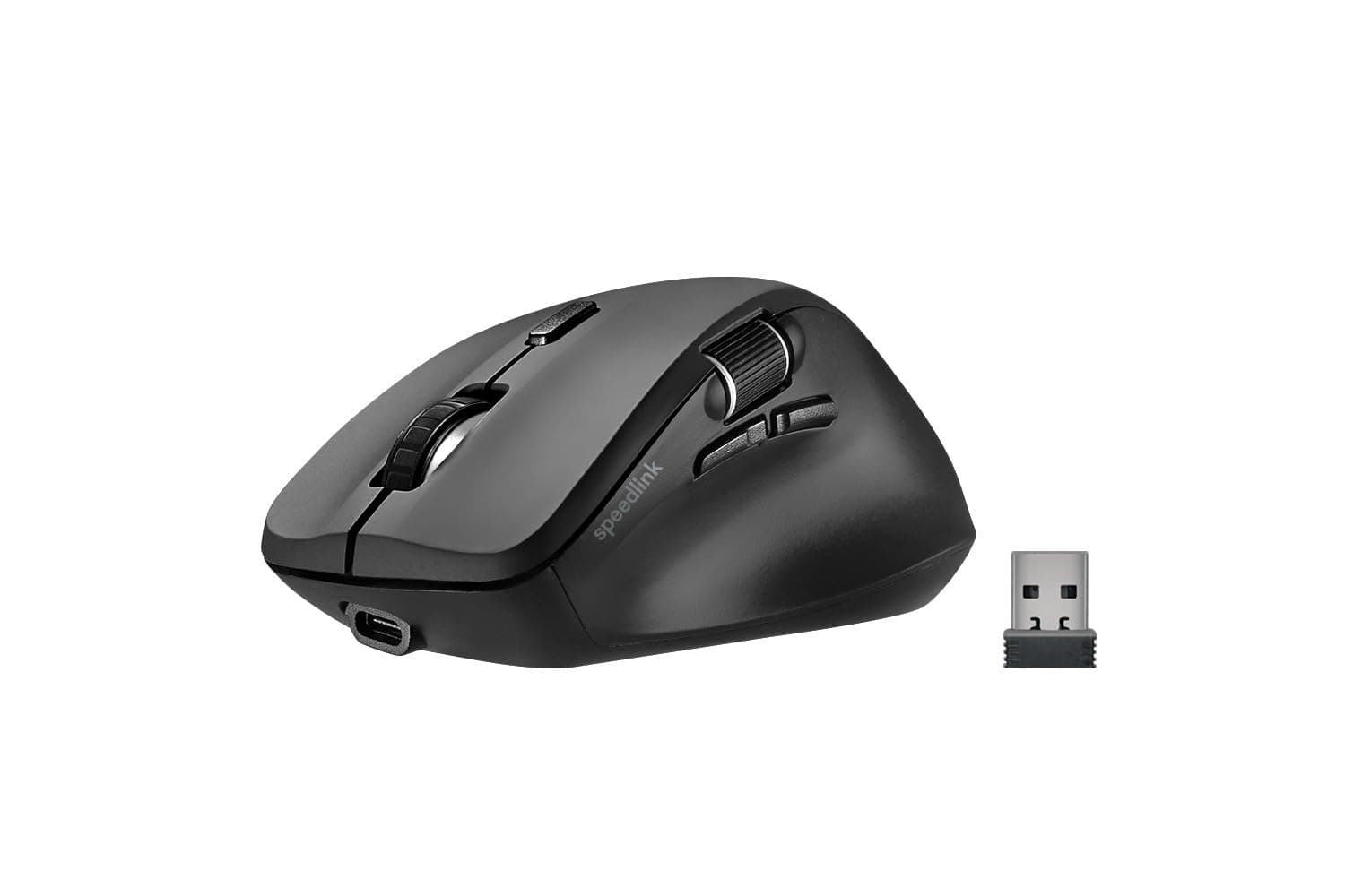 Speedlink LIBERA Rechargeable Wireless Silent Mouse, PC Mouse wireless silent rechargeable, Bluetooth Mouse and USB 2.4GHz, thumb scroll wheel for horizontal scrolling, silent buttons, 3200 dpi
