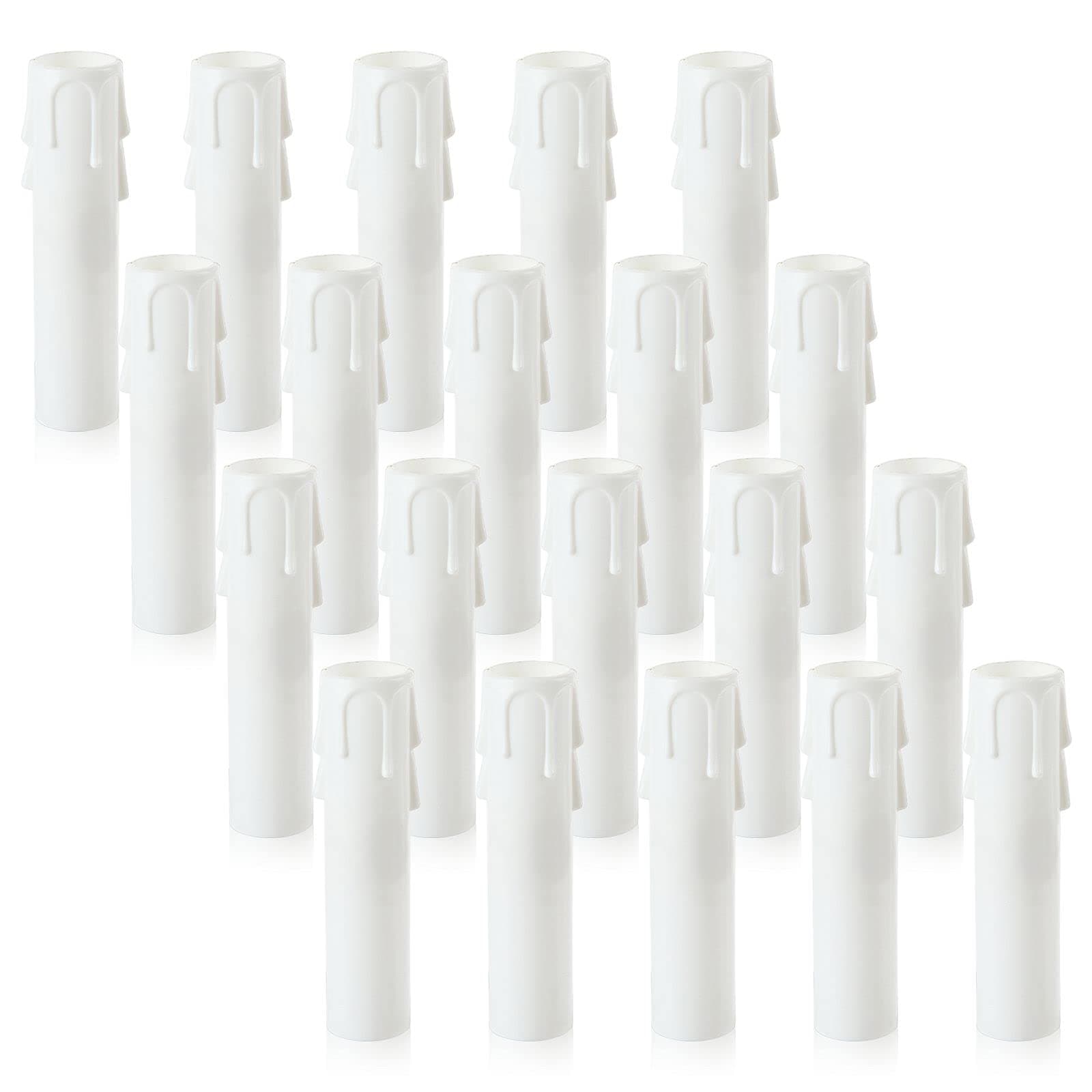 PEI 50PCS 4 inch Tall Candle Socket Covers, E12 Candelabra Base Chandelier Candle Sleeves Parts White Plastic Candle Covers Sleeves for Chandelier