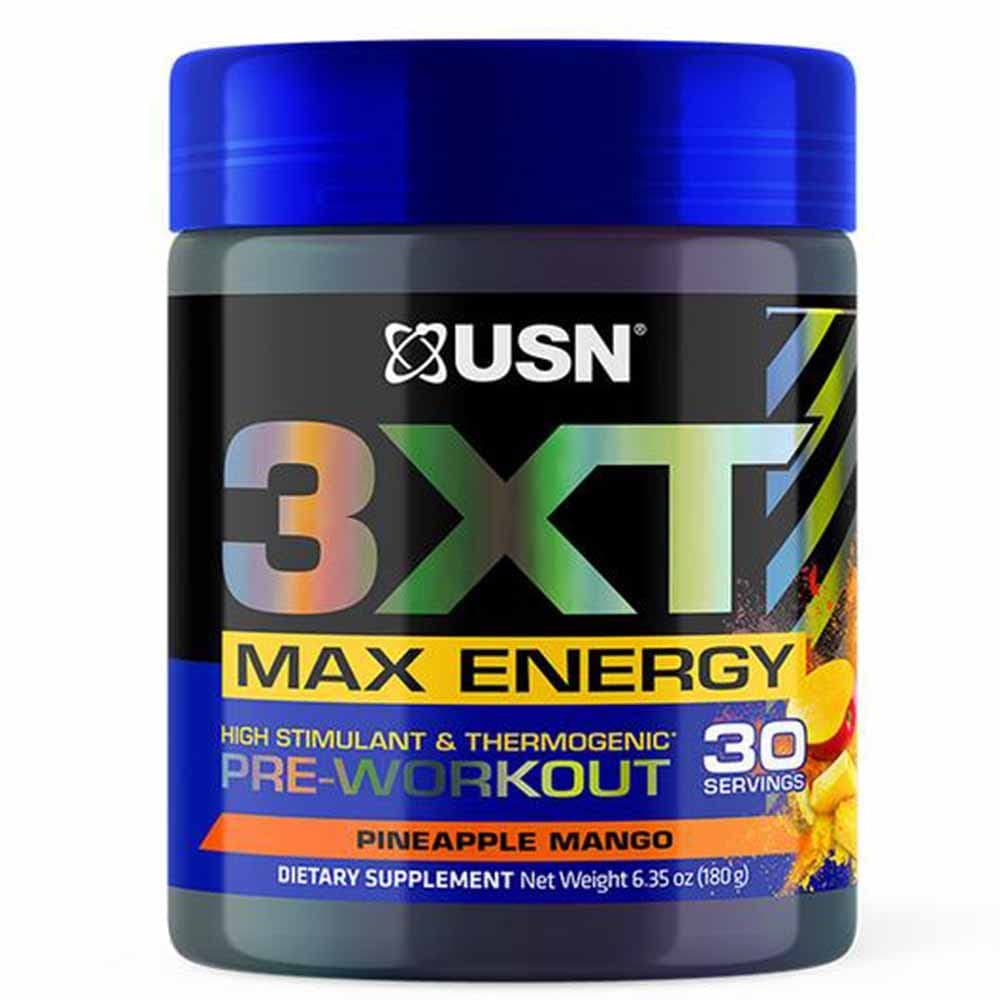 USN 3XT Max Energy Pre-Workout Supplement Powder (Pineapple Mango)