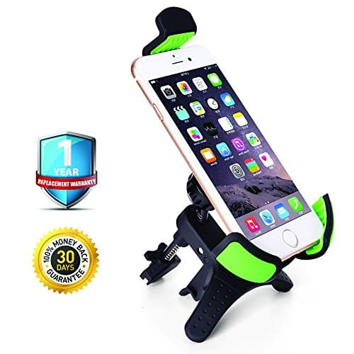 Mobile Phone Car Mount, Holder, Cradle, Secure Cell Phone/GPS to Vehicle's Windshield or Air Vent, Padded, Adjustable Grips, Fits iPhone 6 6+ 5 Galaxy S6 S5 Smartphones
