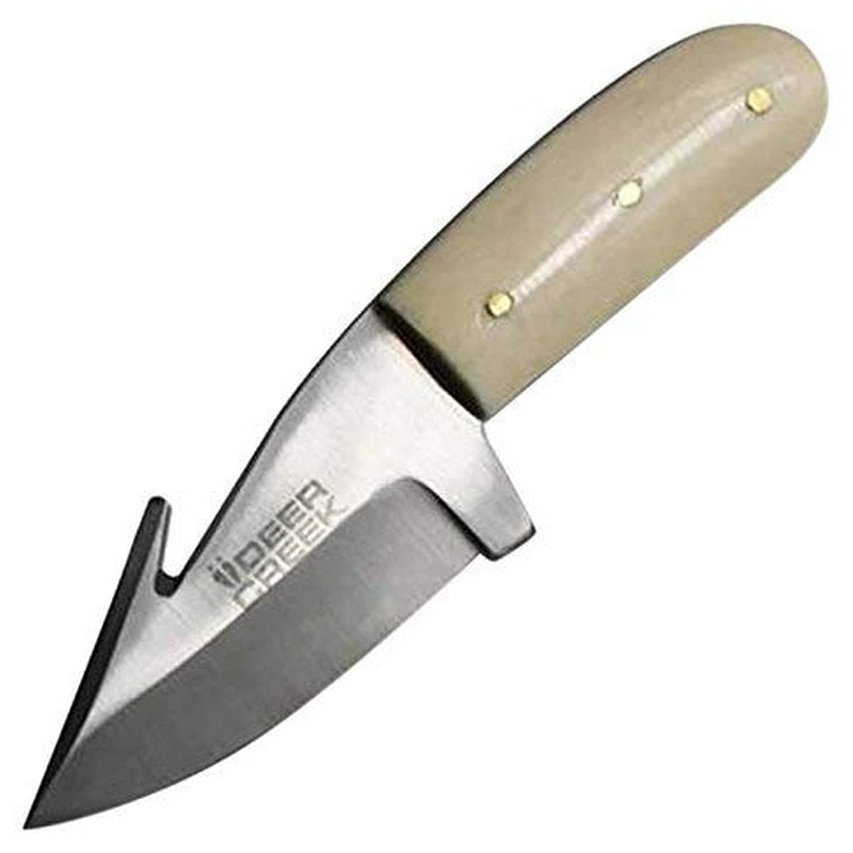 Rex Distributors DC-5251-BNS 5Deercreek Short Skinner White Bone Handle Silver Blade with Leather Sheath Knife