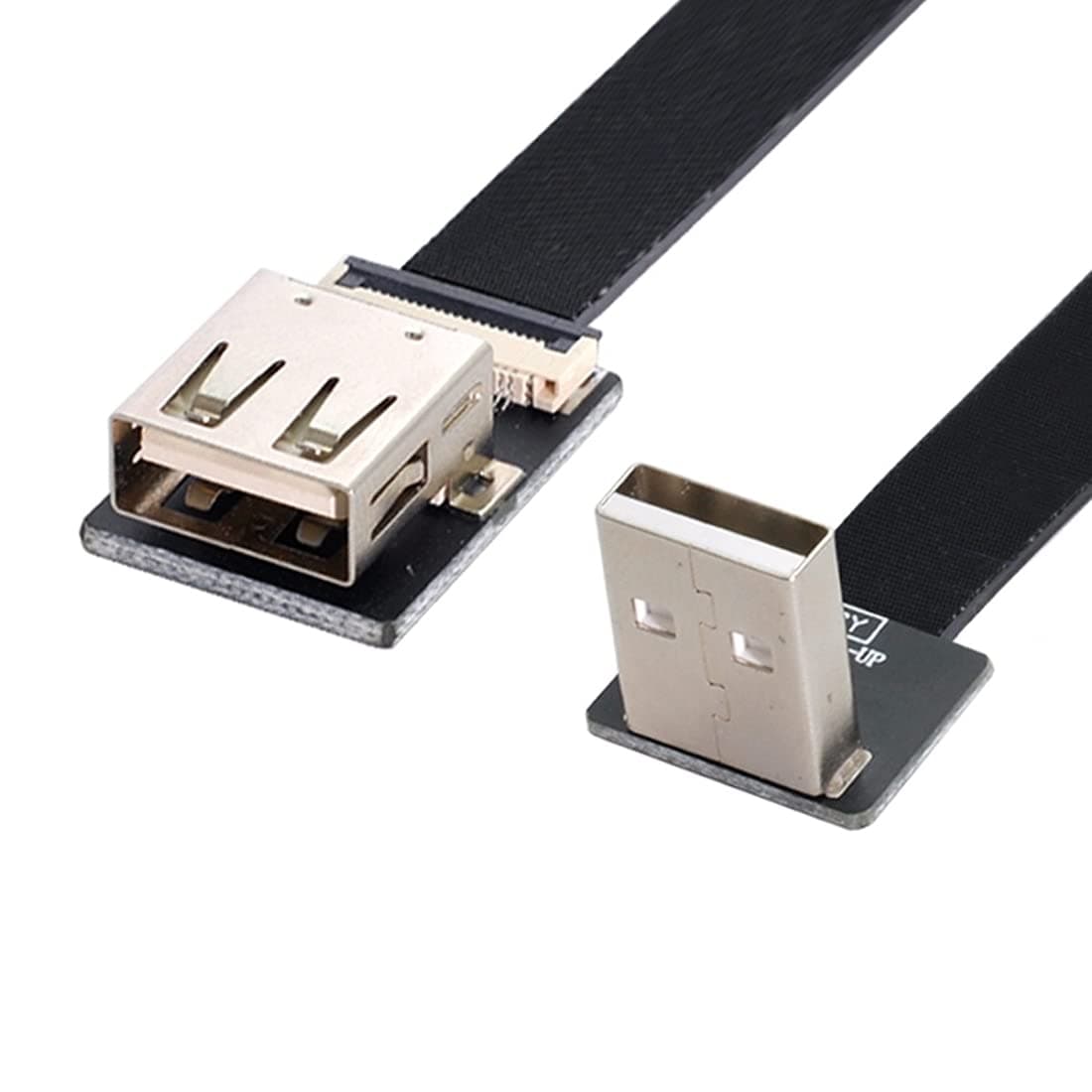 Chenyang Up Angled USB 2.0 Type-A Male to Female Extension Data Flat Slim FPC Cable for FPV Disk Scanner Printer 50cm