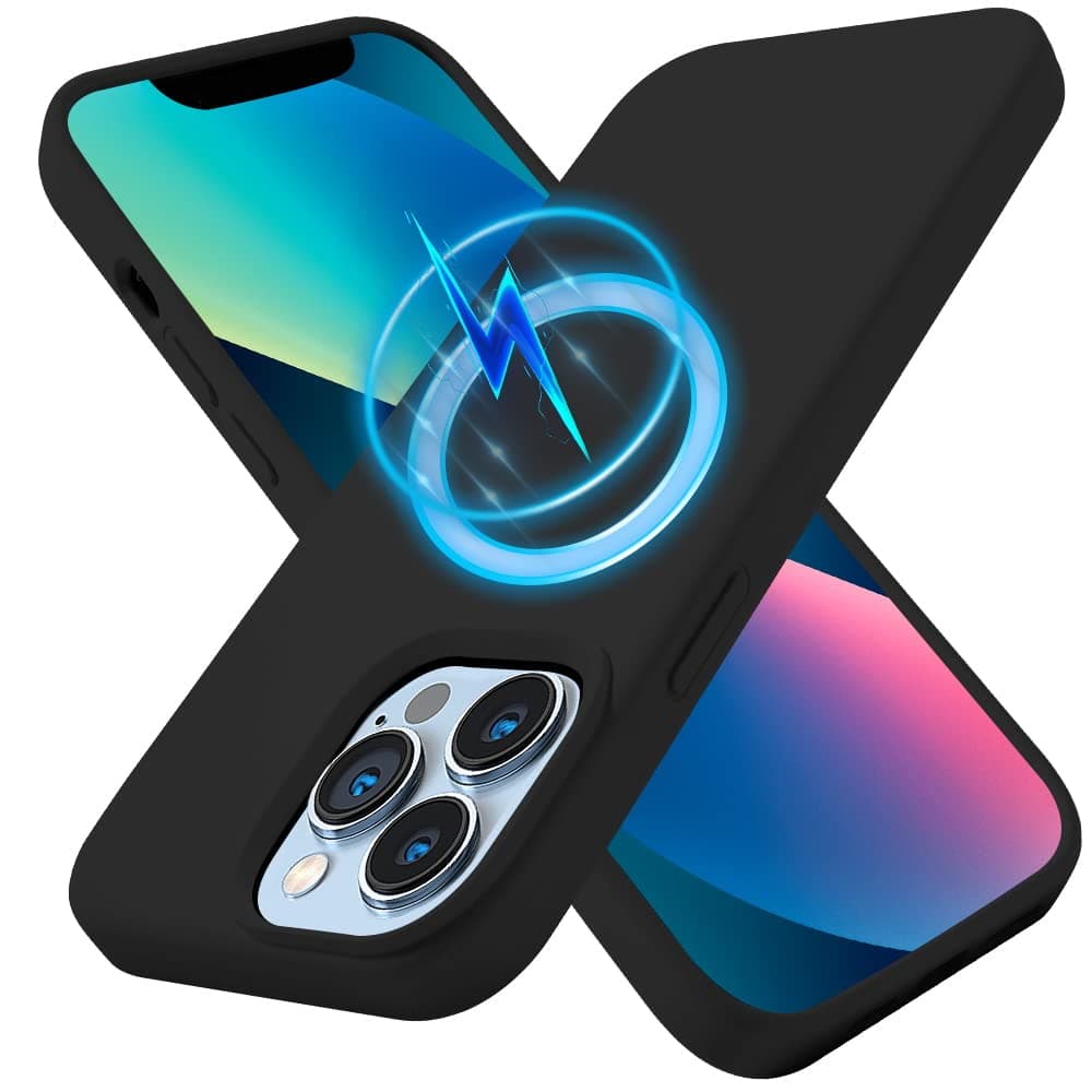 KimguardSilicone Magnetic Case for iPhone 13 Pro Max Magsafe Case Silicone Phone Case with Microfiber Lining for iPhone 13 Pro Max 6.7 inch 2021,Black