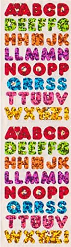 Alphabet Rainbow Colors Glitter Stickers - 2 Sheets
