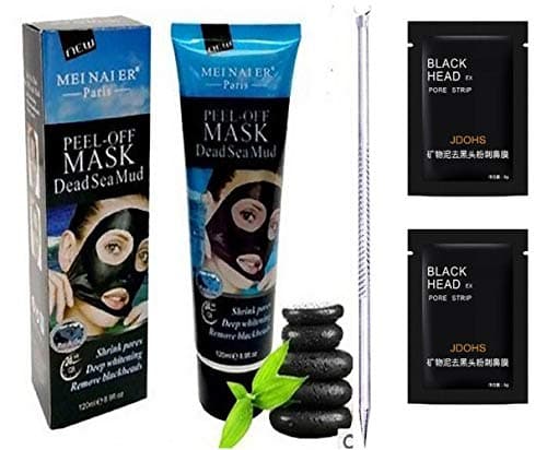 Deep Sea Mud Peel Off Charcoal Mask With Two-Pore Strips, Blackhead Removal Tool, for Facial Treatment, Acne, Oily Skin & Blackheads Natural-Minerals From The Deep Sea Leaves Face Soft and Smooth