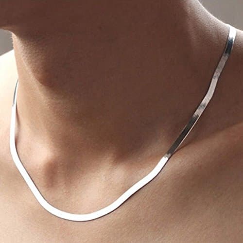 supaen Wholesale 1pcs 4mm Snake Chain Necklace 925 Solid Silver Couple Necklace