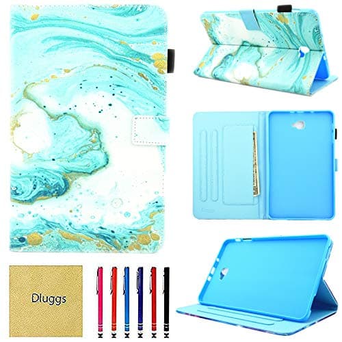 Samsung Galaxy Tab A 10.1 Case 2016, Dluggs Multi-Angle Viewing PU Leather Folio Stand Wallet Cover with Auto Wake/Sleep for Galaxy Tab A 10.1" Tablet Model SM-T580/T585/T587, Blue Marble