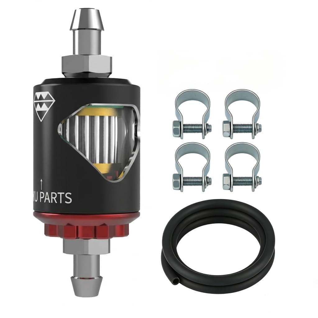 1/4 inch Fuel Filter Kit, Universal 1/4" Metal Gasoline Inline Fuel Filters 8mm with Clear View Glass for Motorcycle ATV Dirt bike Classic bikes and Small Engines