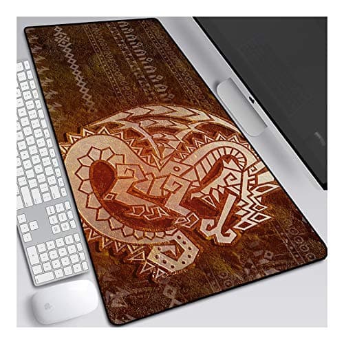 Mouse Mat Monster Hunter Extended Gaming Mouse Pad, 800x300mm Mouse Mat Large Size 3mm Thick Waterproof Anime Mouse Mat Gaming Non-slip Rubber Base and Stitched Edge,for computer PC, D