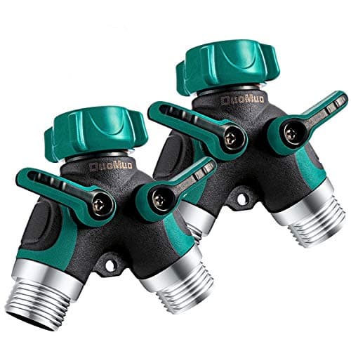 DuoMuo 2 Pack 2 Way Y Hose Splitter Hose Connector Garden Outdoor Faucet - with Comfortable Rubberized Grip - 10 Washers