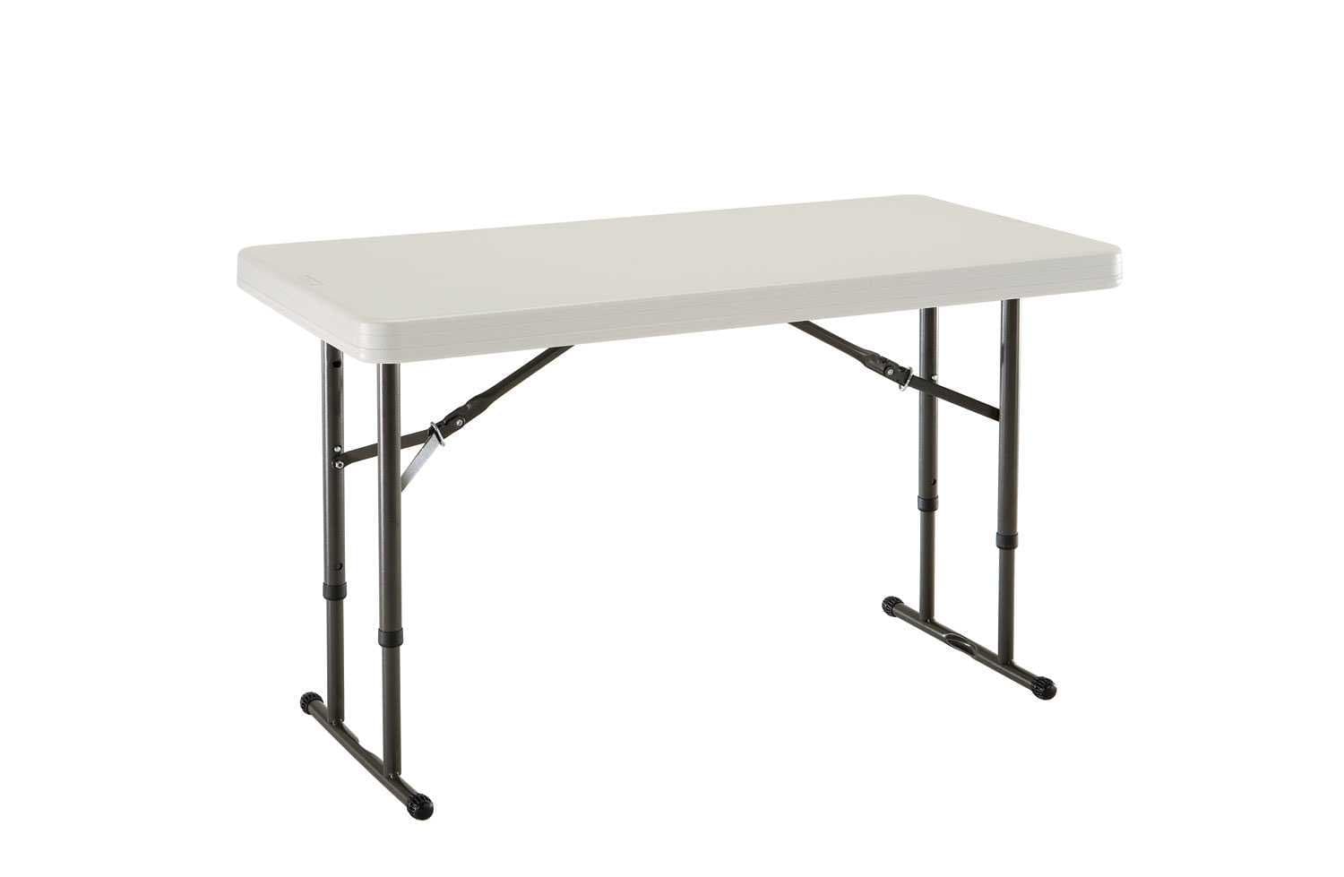 Lifetime 80161 4' Commercial Adjustable Height Folding Table Tabletop with Bronze Frame, Almond