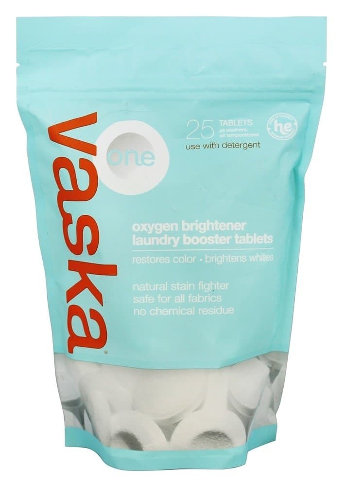Vaska, One, Oxygen Brightener, Laundry Booster, 25 Tablets