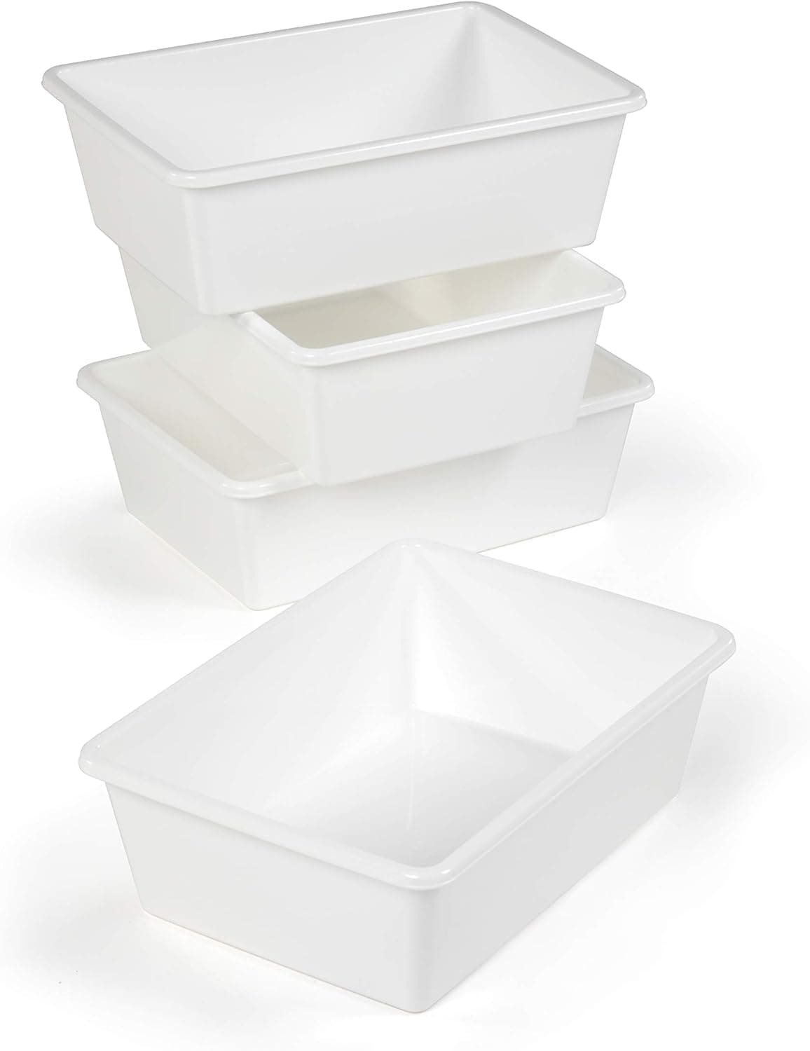 Humble Crew Large Storage Box, Set of 4, White, Plastic