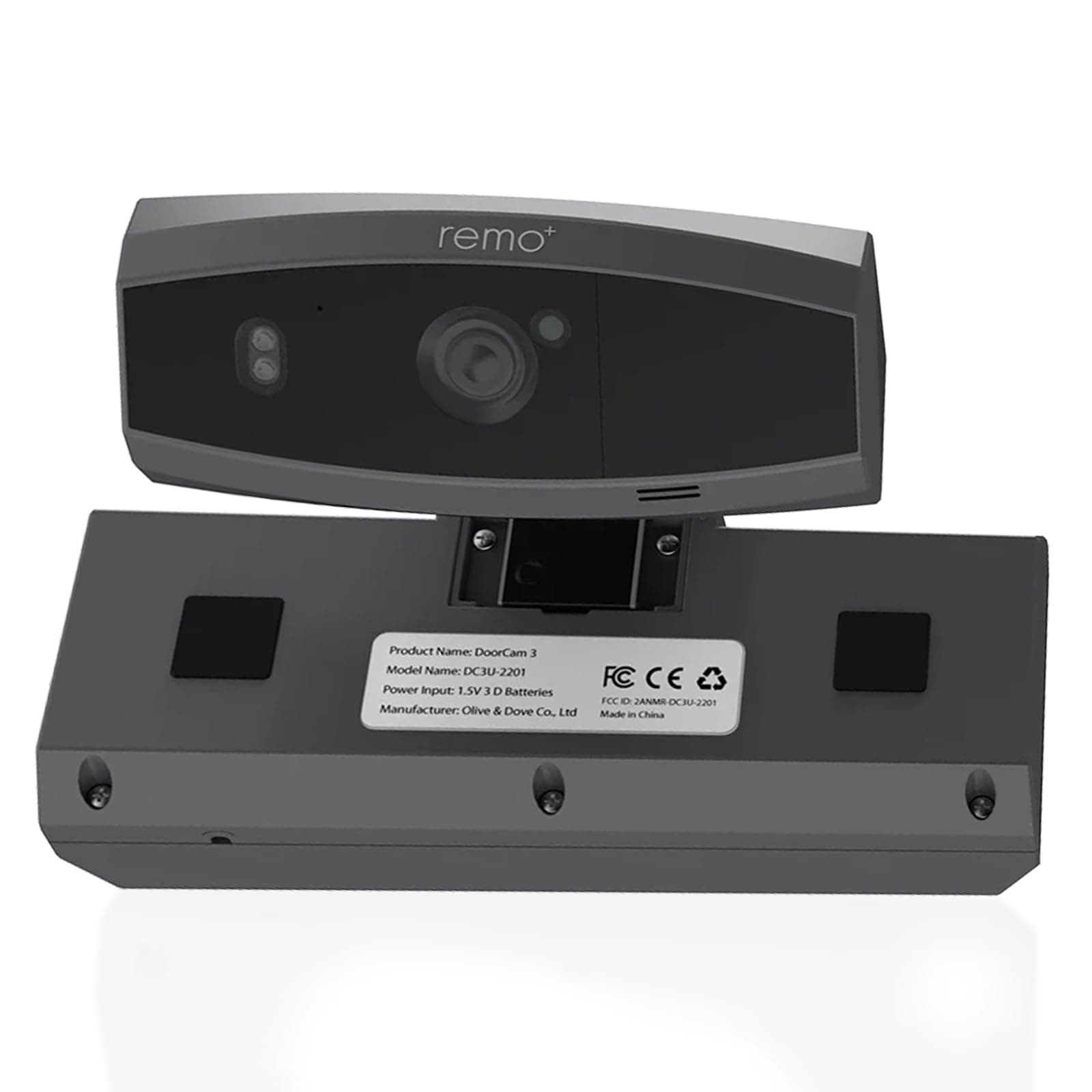 Remo+ DoorCam 3 Over-The-Door Wireless Security Camera System with No Subscription 3-Day Rolling Video Storage, 1080p HD Video, Night Vision, 2-Way Talk, AI with Human Detection & Alexa Compatibility