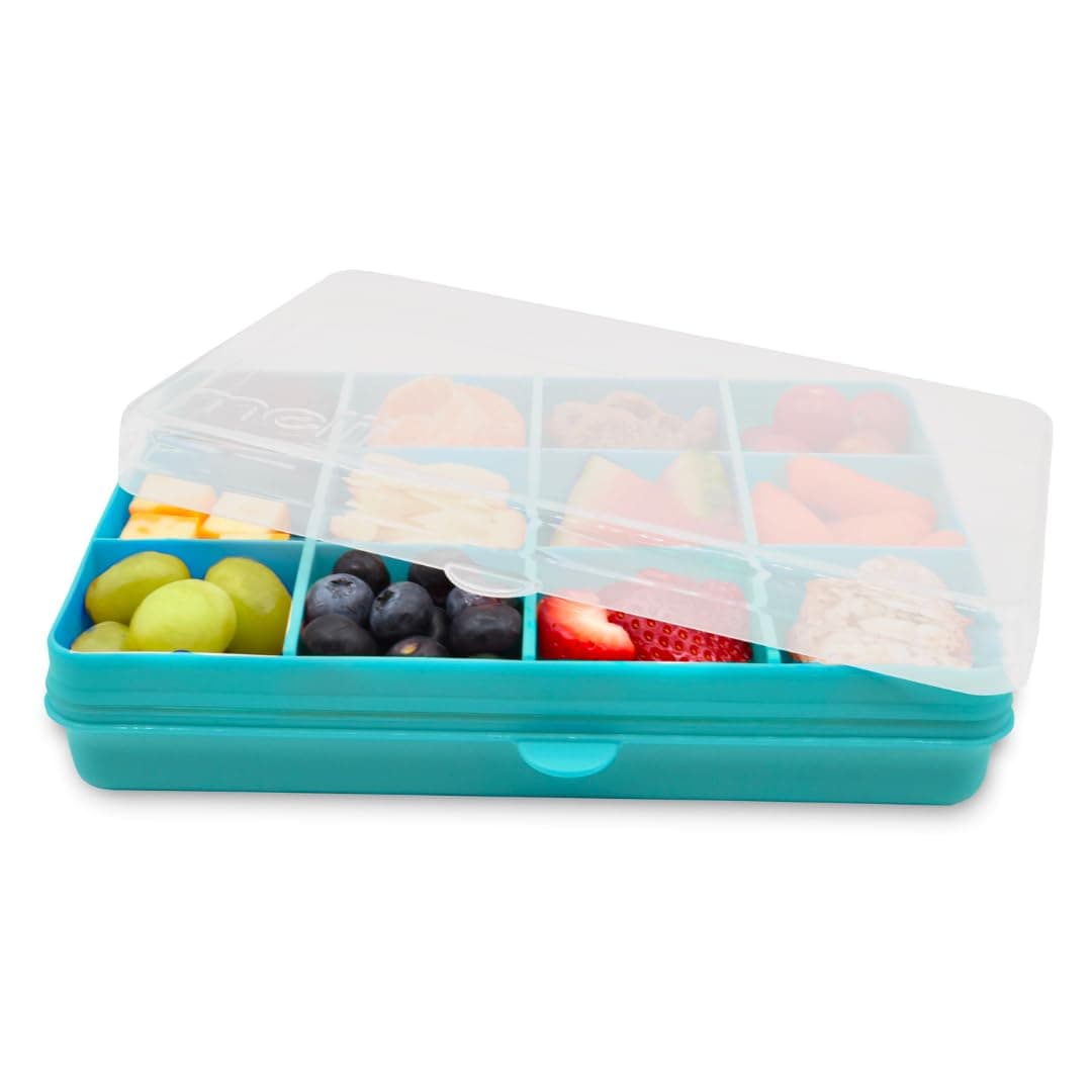 Snackle Box |12-Compartment Snack Container with Removable Dividers, BPA-Free Food Storage for Travel, School & On-the-Go Snacks, Kids & Family Organizer (Blue)