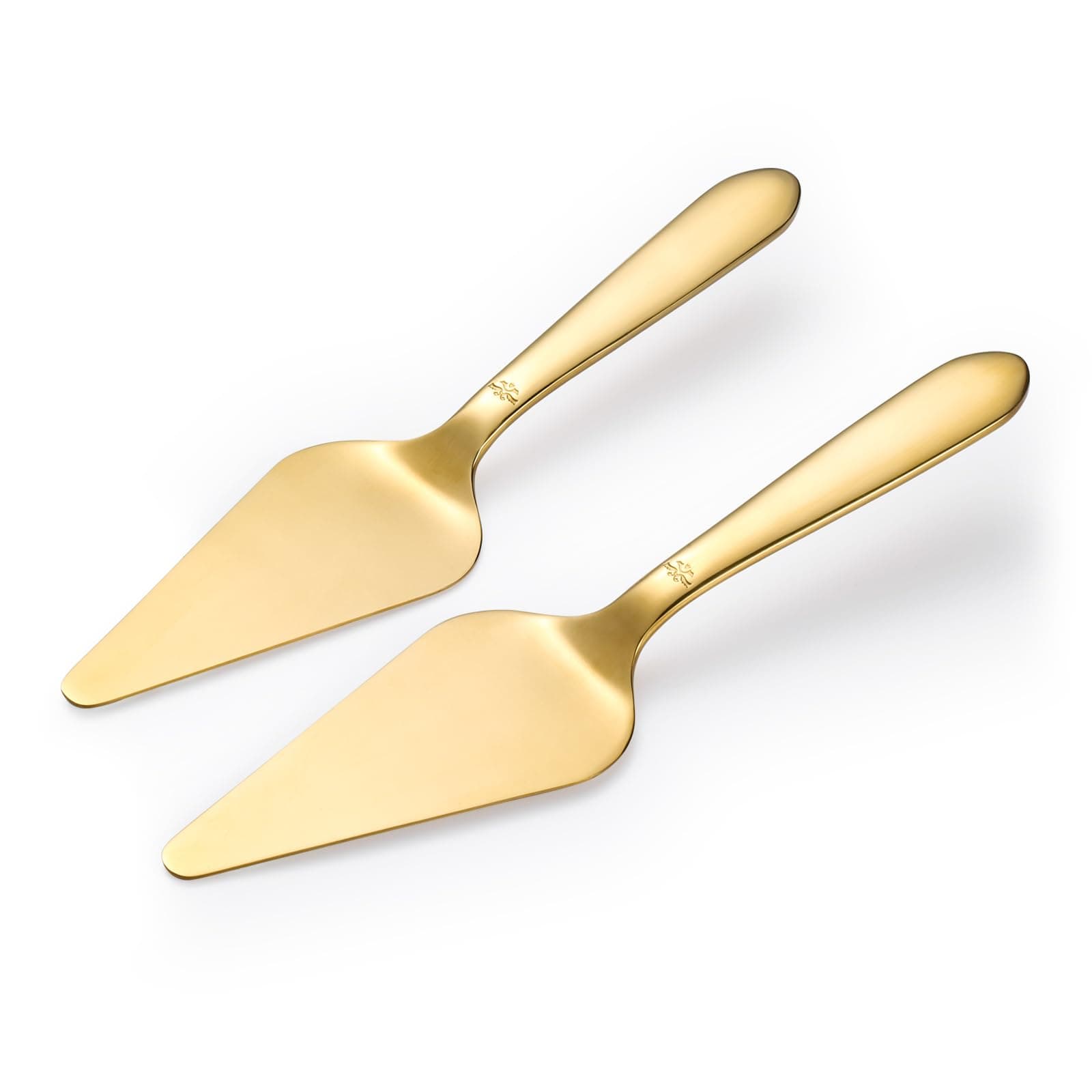 Cake Server, Wedding Cake Cutting Set 2 Piece Gold Cake Cutter, Stainless Steel Pie Server with Smooth Edge and Exquisite Pattern Design for Pastry Pizza Dessert