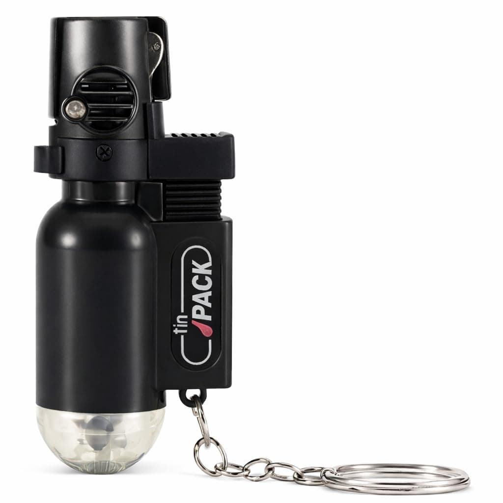 Stylish Butane Gas Lighter | Sharp Mini Jet Flame Torch | Refillable Pocket Size Cigarette Lighter | Windproof Single Jet | Portable Metal Top Design (Black)