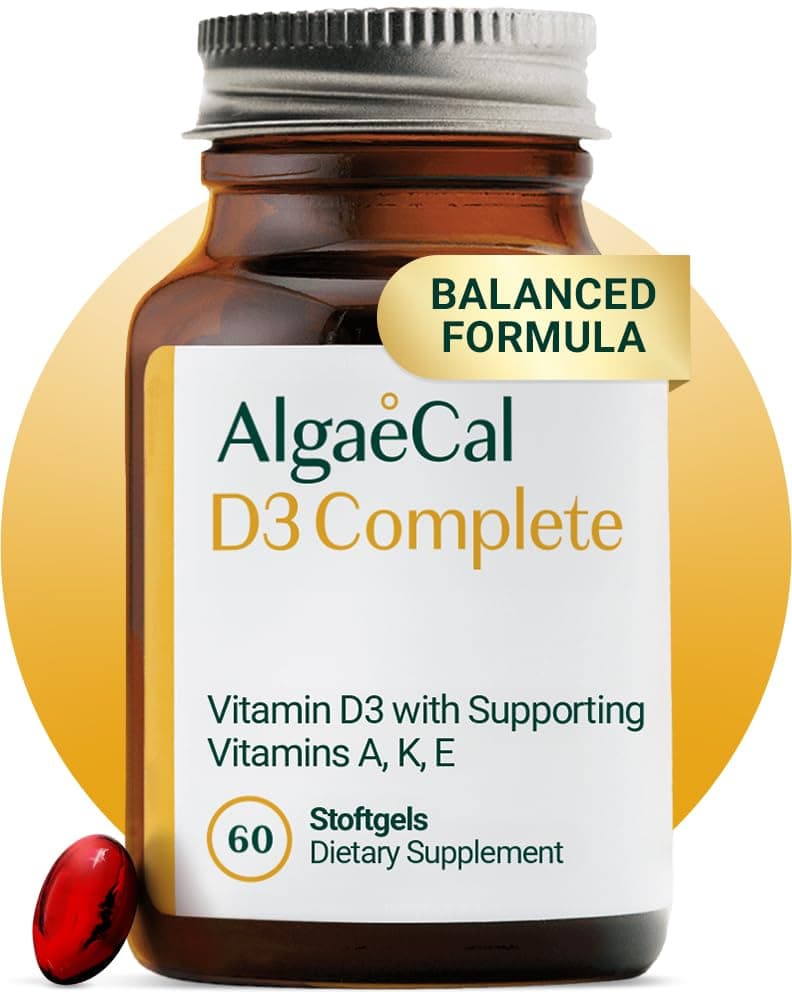 - ALGAECAL D3 Complete - Enhanced Immune Support & Bone Health with D3 K2, A, & E - Whole Body Wellness & Bone Strength, 60 softgels (1 Pack)