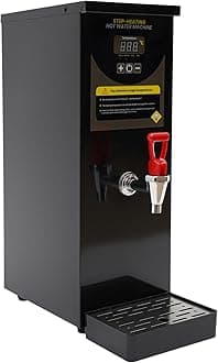 Electric Water Boiler Stainless Steel Water Boiler Step-Heating Commercial Hot Water Dispenser Digital Display Temperature Adjustable 2000W for Home Restaurant Office (8L Black)