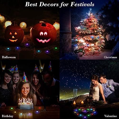 Dyanch Mini Submersible Led Lights with Remote – 10 Pack 1.5" RGB Multicolor Battery Operated Pool Lights | Underwater Shower Pond Lantern Puck Lights with Remote | Small Waterproof Flameless Candles