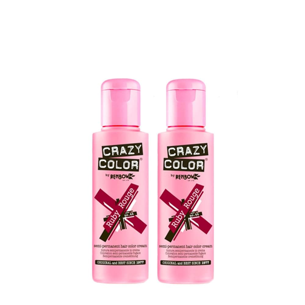 2x Crazy Color Semi-Permanent Hair Dye 2x 100ml (Ruby Rouge)
