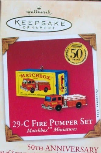HallmarkKeepsake Ornament - 29-C Fire Pumper Set Matchbox Mini 50th Anniversary Ornament Dated 2002