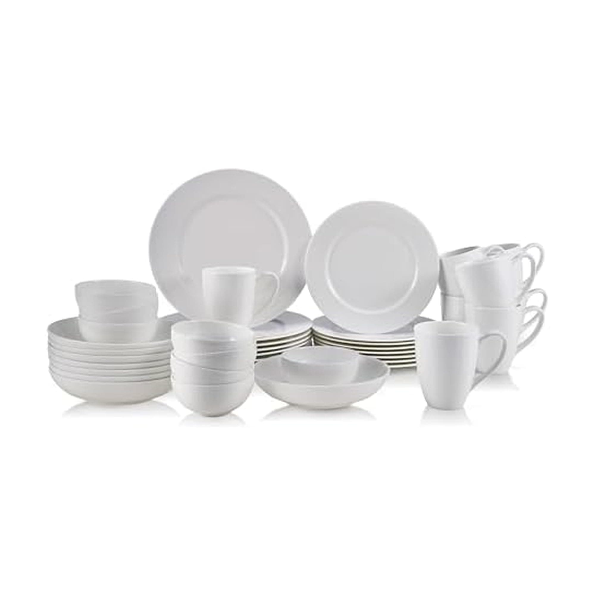 Mikasa Annabelle Bone China 40-Piece Dinnerware Set, Service for 8, Lightweight and Chip-Resistant White Porcelain with Elegant Design