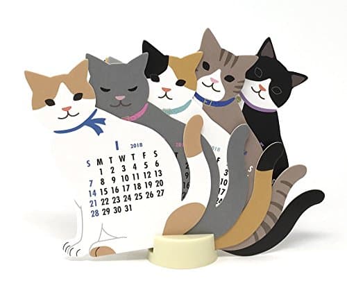 Cat 2018 Die-cut Desktop Calendar