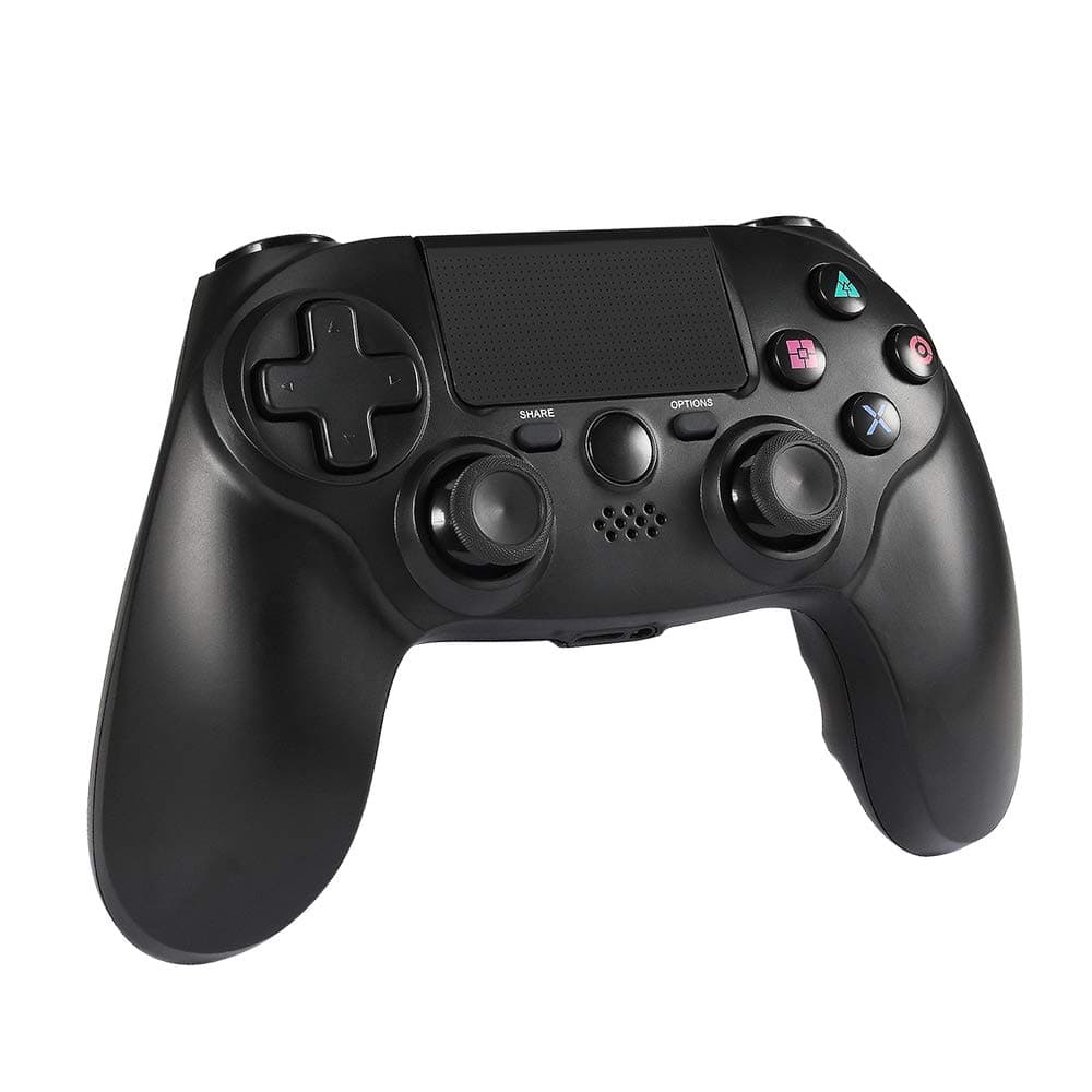 Wetoph Wireless PS4 Controller GX16 Wireless Bluetooth Build in Dualshock Gamepad Compatible with PS4/PC with 3.5mm Audio Jack Function(Third Party Product)-Black