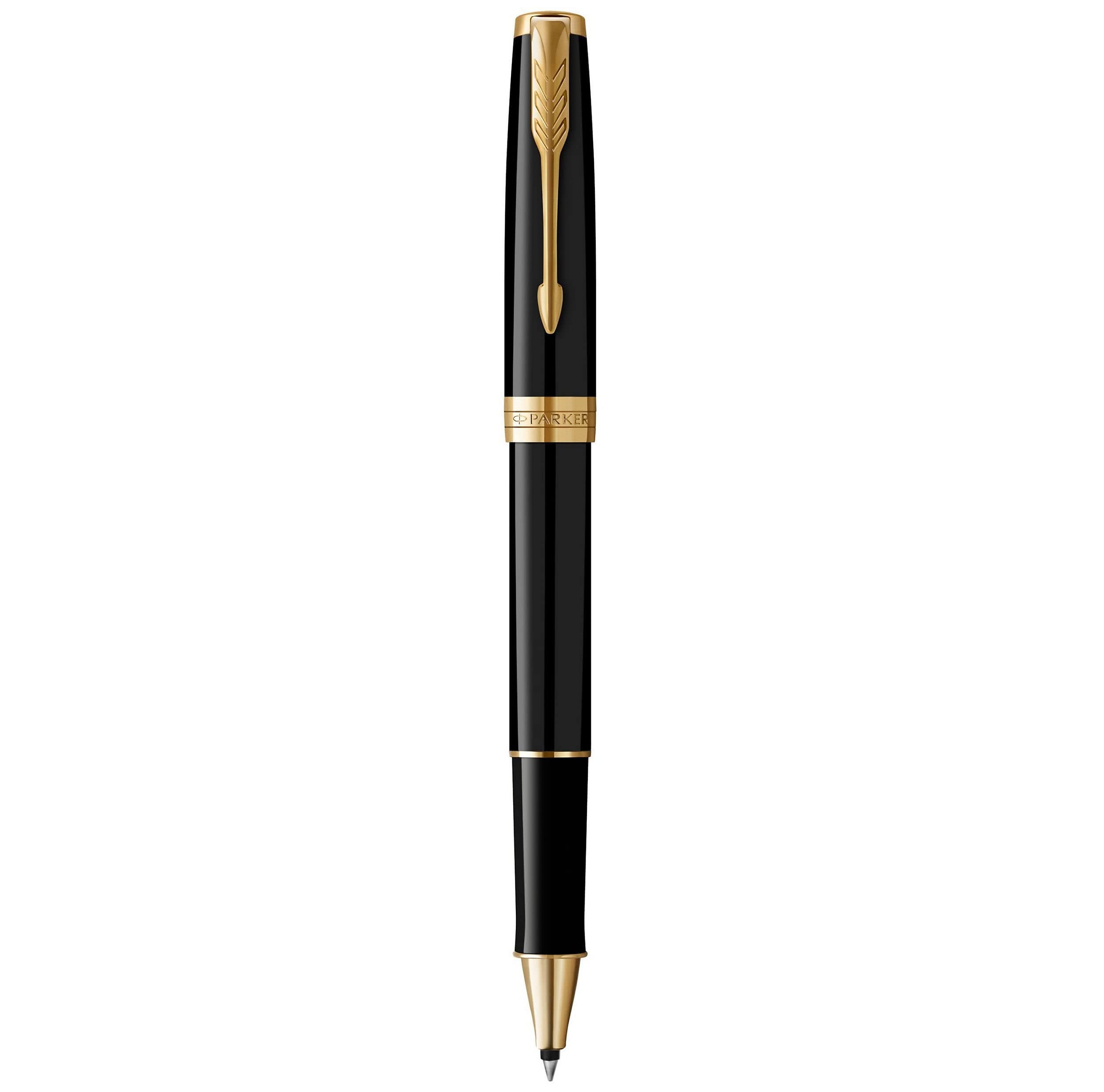 Sonnet Rollerball Pen, Black Lacquer with Gold Trim, Fine Point Black Ink