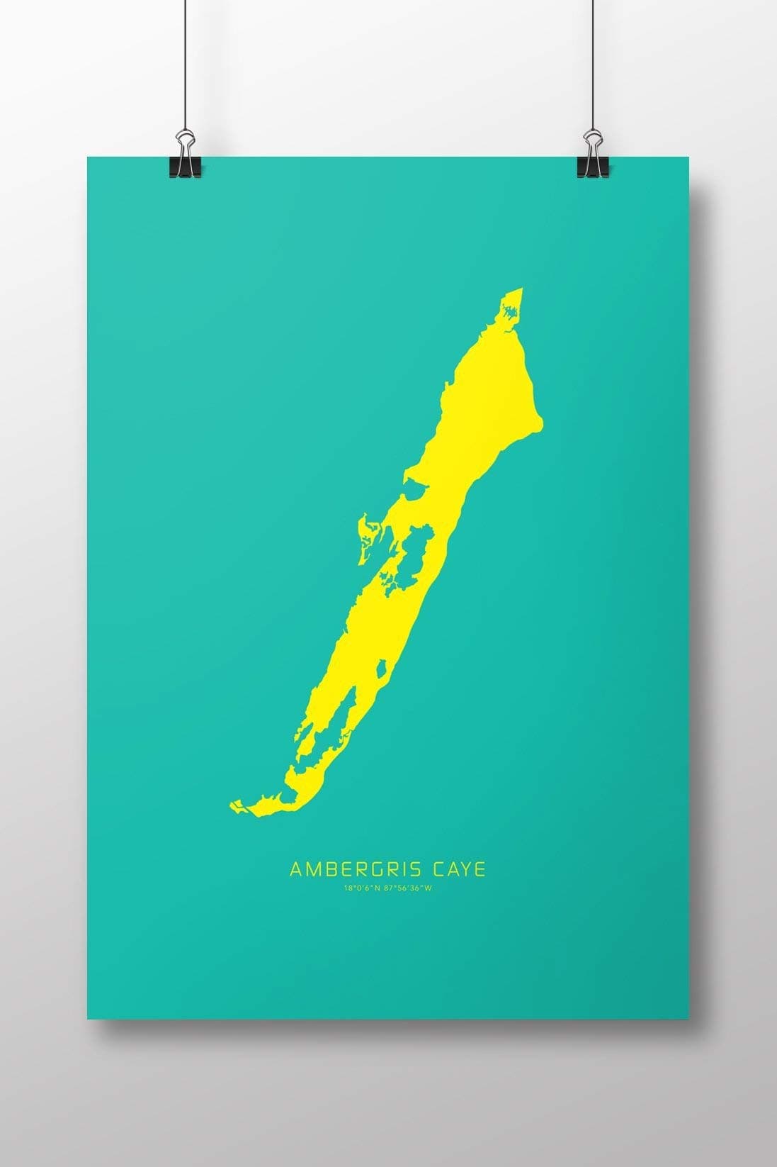 Ambergris Caye, Belize 14" x 20" Map Art Print