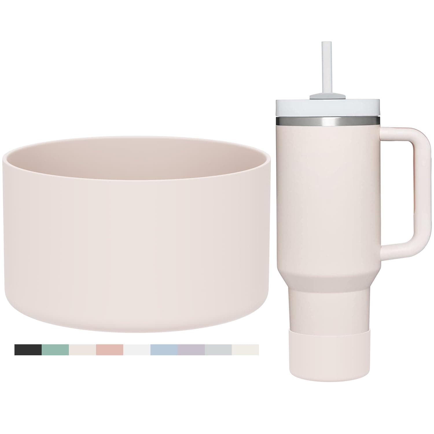 Protective Silicone Boot for Stanley Quencher H2.0 40 30 20 oz & IceFlow Flip 30 20 oz, BPA Free Anti-Noise Anti-Scratch, Stanley Cup Protector Sleeve Cover Boot (Rose Quartz)