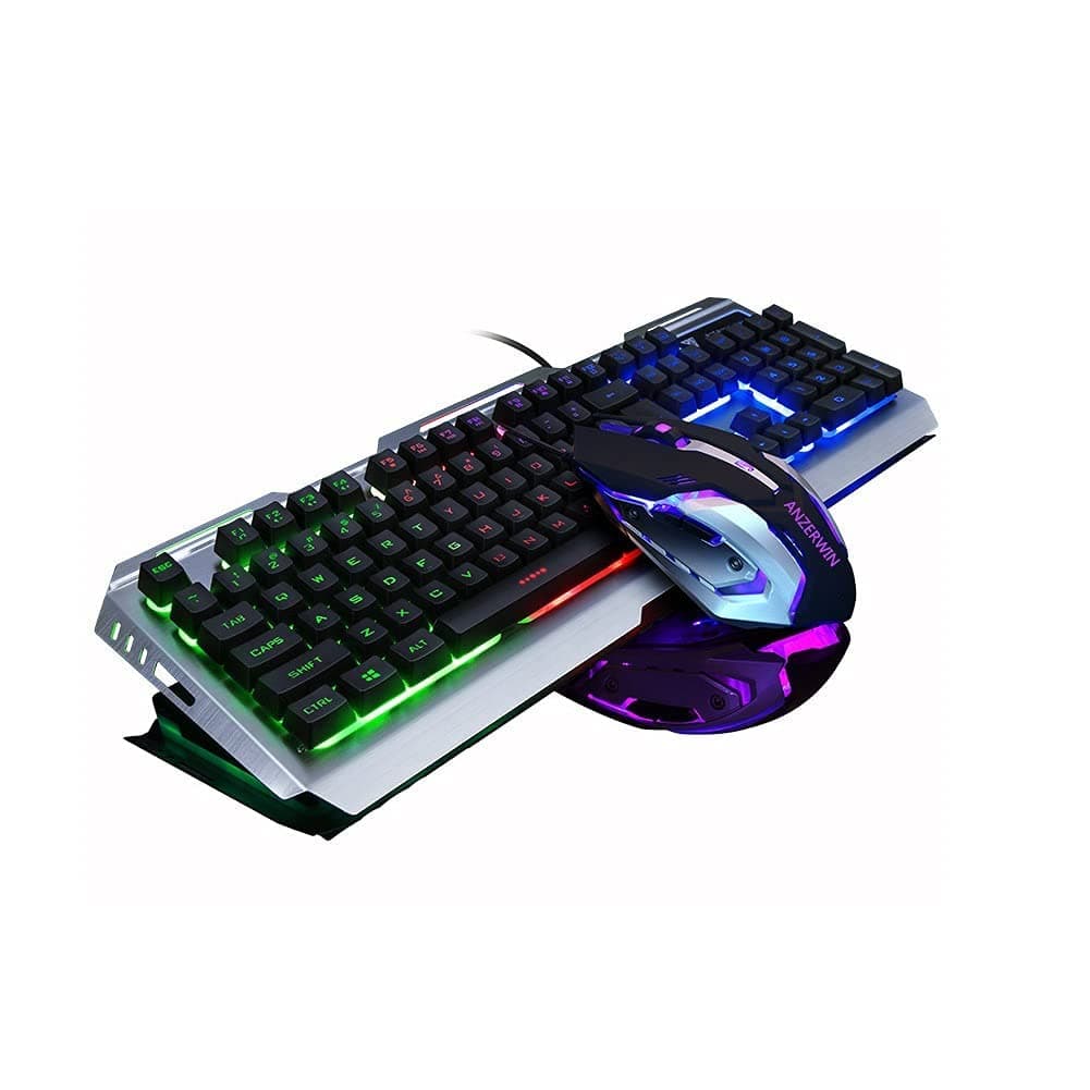 Gaming Keyboard and Mouse Combo Large Mouse Pad Mechanical Feel RGB Backlit 3200 DPI Mouse for Windows PC (Keyboard and Mouse Set) (Black RGB)