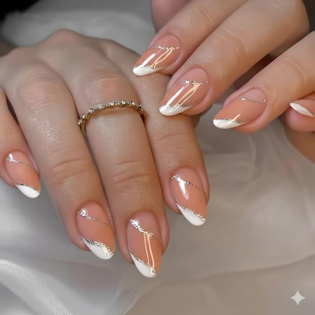 Premium Designer 24pcs Stick-on Nails set, with Easy Glue Tab application, Nails are Reusable & Unbreakable (SF-W598)