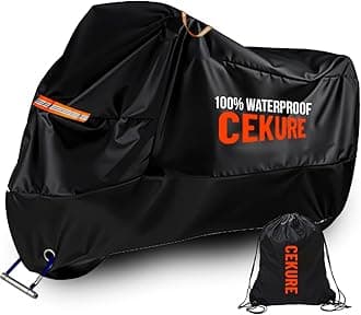 Heavy Duty Motorcycle Cover Waterproof Outdoor 240D Oxford Fabric with Heat Sealed Seams Ultra Waterproof Fits up to 105" All Weather Scooter Cover for Sport Bike with Carry Bag