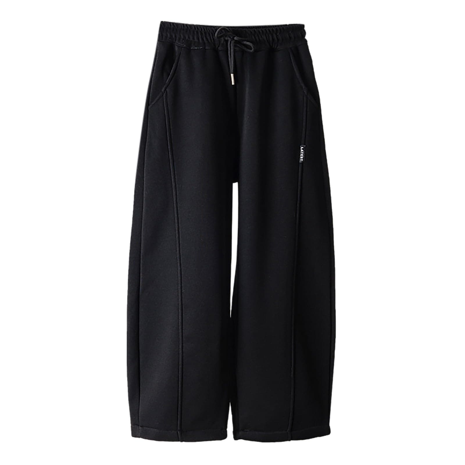 Boys' Open Bottom Fleece-Lined Sweatpants with Pockets High Elastic Waist Baggy Wide Straight Leg Pants 5-15 Years