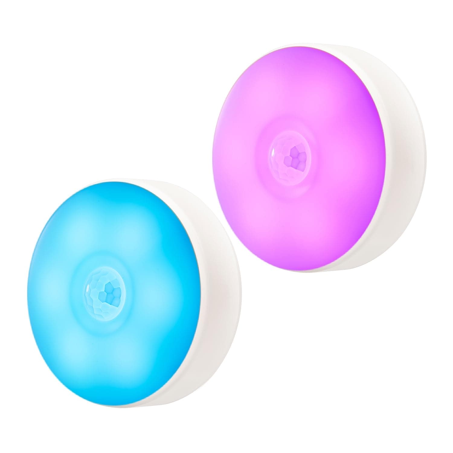 Motion Sensor LED Night Light, Kids Night Light, USB Rechargeable, 8 Lighting Colors, 3 Working Modes, for Bedroom, Hallway, Cabinet, Closet, Stairs, etc, Magnetic Stick Anywhere (2 Pack)