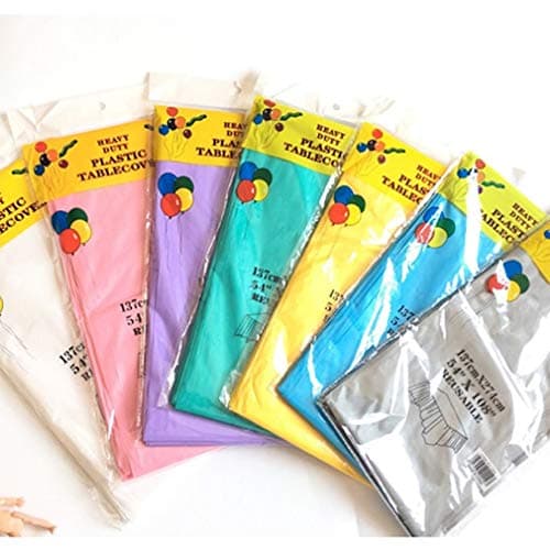 ANATYU 5 Packs Mixed Color Advanced Disposable Plastic Tablecloth 54 inches. x 108 inch Rectangular Cover
