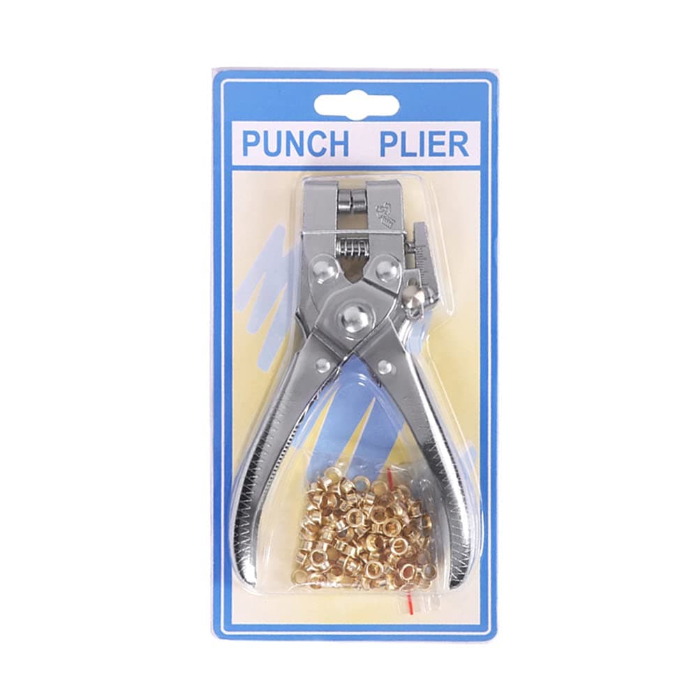 Eyelet Hole Punch Pliers Multi-Function Puncher With 100Pcs Metal Eyelets Manual Press Tool Grommets Machine Grommet Opening For Leather Clothes Belt