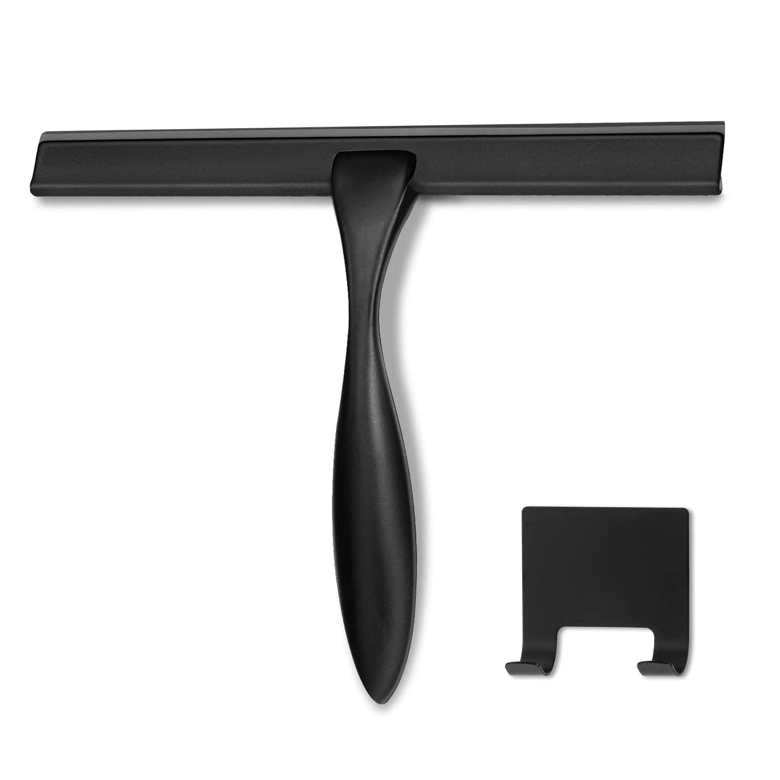 HIWARE All-Purpose Shower Squeegee for Shower Doors, Bathroom, Window and Car Glass - Black, Stainless Steel, 12 Inches
