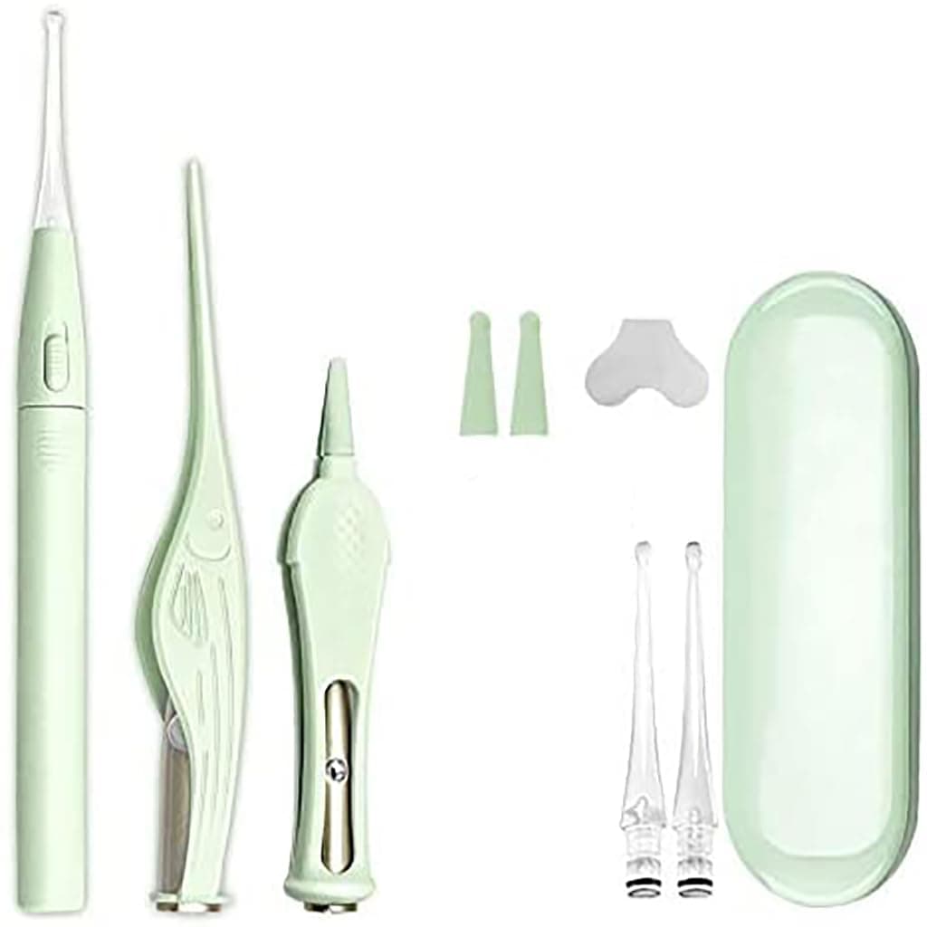 MAYCREATE® 3pcs Ear Cleaner Kit with LED Light for Baby Adult, Ear Wax Removal Tools with Earwax Spoon and Tweezers, Ear Caring Gift Set 360 Degree Clean with Storage Box (Battery Not Included)
