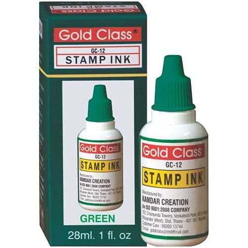 Gold Class Stamp Pad Ink, 28 ML | Self Ink & Reinking for All Stampads | Office Rubber Stamp Pad Blue 1fl. Oz Reinking Inks for All Stamp Pads - Pack of 1 (Green)
