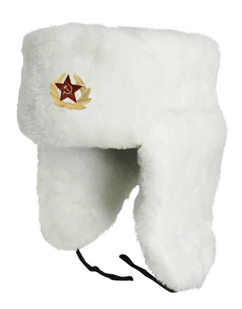CUCUBA® Original White HAT Cap Russian Soviet Ushanka for Winter Cold – Gift IDEA (59 Size L (EU))