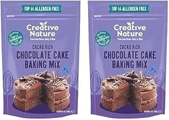 Creative Nature Gluten Free Cake Mix | Chocolate Cake | Vegan & Free From Baking Mix | Gluten Free, Nut Free, Dairy Free & 100% Allergen Free | 300g (Pack of 2)