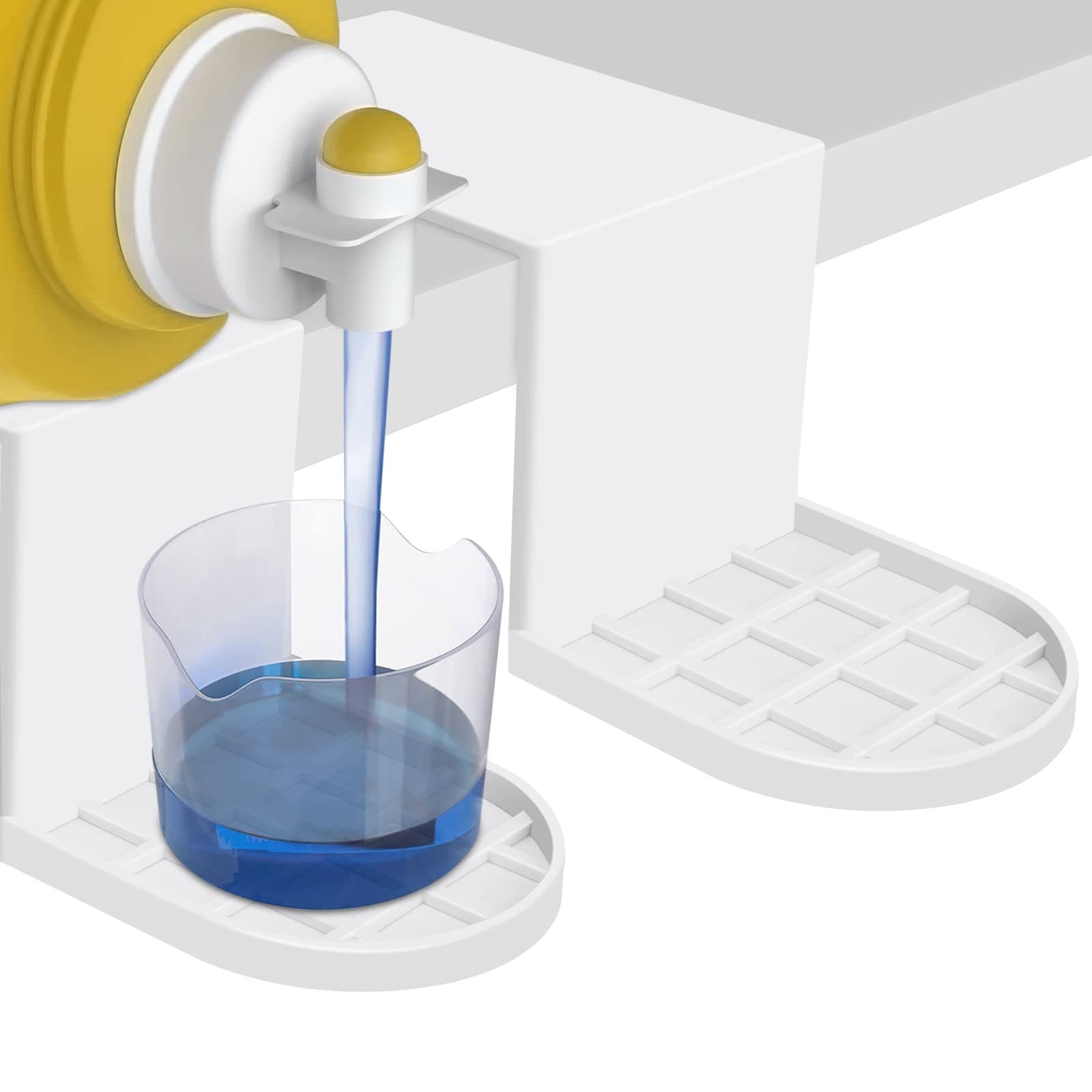 Laundry Detergent Holder 2 Pack - Detergent Cup Holder Tidy Soap Tray Dispenser Organizer Drip Fit Catcher for Fabric Softener Liquid Spigot Container Plastic Sheet Saver Stand Station Washing Set