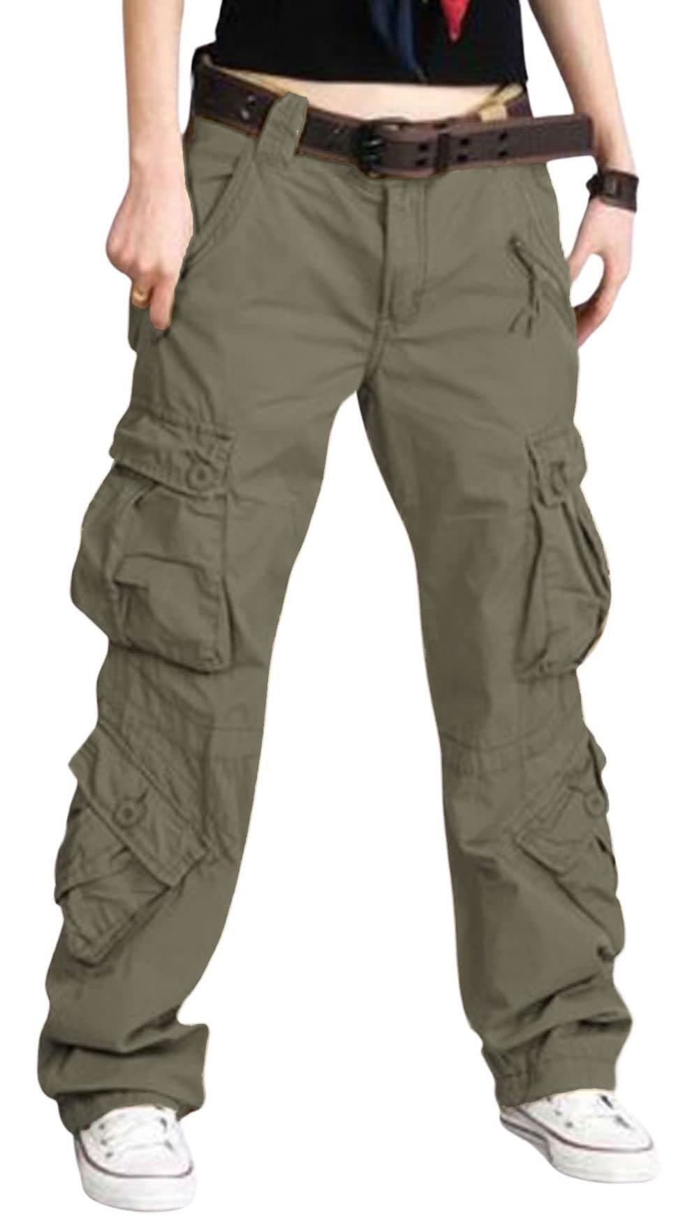CHARTOU Women's Casual Work Cargo Pants with Multi Pockets Hiking Tactical Military Long Trousers