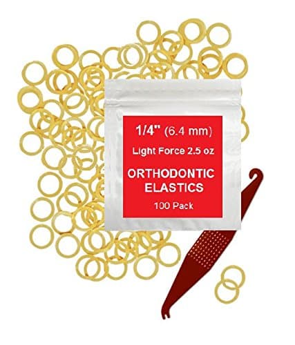 Orthodontic Rubber Bands for Braces 1/4 Light Force 2.5 oz - 100 Pack, Natural, Elastic Braces Rubber Bands, Orthodontic Elastics for Fixing Tooth Gaps, Dreadlocks, Includes Free Elastic Placer