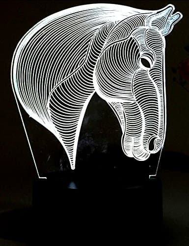 Lightingsky 3D Table Lamp Touch Control 7 Colors Night Light USB Desk Lighitng (Horse Heard)