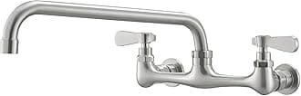 BWE Wall Mount Kitchen Faucets,8" Center Kitchen Sink Faucet with 10 Inch Swivel Spout,Two Handle Commercial Sink Faucet Mixer Tap,Brushed Nickel